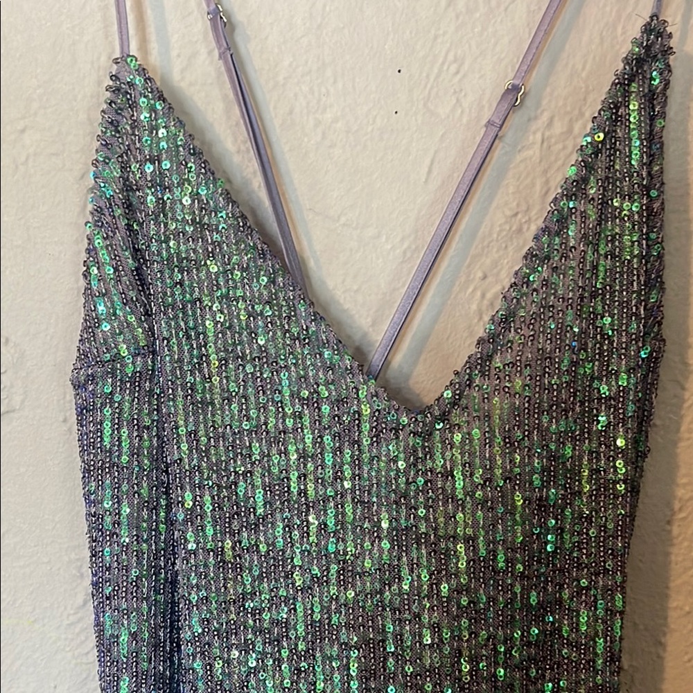 Victorias Secret Sequin V-Neck Dress in Purple and Silver - Picture 2 of 7